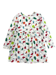 Girls White Christmas Lights Themed Long Sleeve T-Shirt Dress