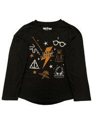 Harry Potter Girls Black & Orange Halloween Graphic Tee Shirt T-Shirt