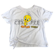 Looney Tunes Womens (Jrs) White Cutout Tweety Bird Tee Shirt T-Shirt