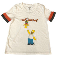 The Simpsons Womens (Jrs) White Homer & Bart Tee Shirt T-Shirt XX-Large
