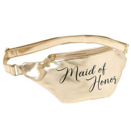 Womens Gold Bridal Party Maid Of Honor Carry All Fanny Pack Bag