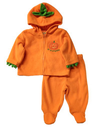 Infant Boys & Girls Orange Lil Pumpkin Halloween Fleece Top & Pants Set 3 Months