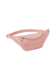 Womens Pink Bridal Bridesmaid Carry All Fanny Pack Bag Gold Hardware