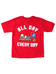Boys Red Gamer Tee Short Sleeve All Day Every Day High Score T-Shirt