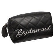 Womens Black Embroidered Bridal Bridesmaid Cosmetic Bag Carry All