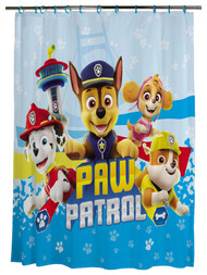 Paw Patrol Kids 13 Piece Fabric Shower Curtain with Hooks Set, Blue Bath Decor
