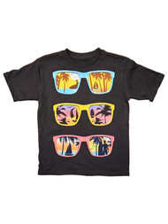 Boys Black Multi Color Sunglasses Short Sleeve Shirt Tee T-Shirt Set