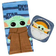 Star Wars Baby Yoda Cotton Bath Towel & Washcloth Set, 2 Piece Mandalorian Child