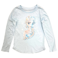Disney Frozen Girls Elsa Blue Long Sleeve Shirt T-Shirt Tee