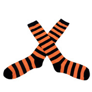 My Halloween Womens Long Black & Orange Striped Knee Socks