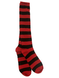 Womens Red & Black Striped Over the Knee Halloween Socks