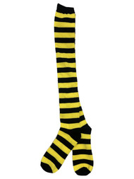 Womens Yellow & Black Striped Over the Knee Halloween Socks