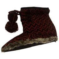 DF by Dearfoams Womens Red Zigzag Houndstooth Bootie Style Slippers