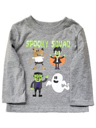 Infant Boys Gray "Spooky Squad" Long Sleeve Halloween Tee T-Shirt
