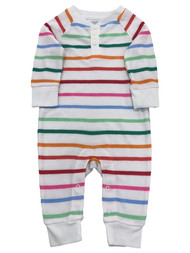 Infant Girls Multicolor Colorful Striped Footed One Piece Sleeper Pajama