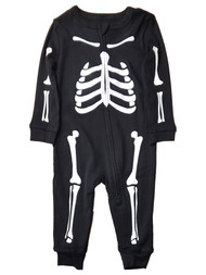 Infant Boys Black & White Skeleton Front Zip Halloween Sleeper