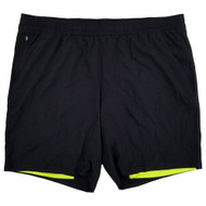 Athletic Works Mens & Big Mens Black & Neon Yellow 2-in-1 Workout Shorts