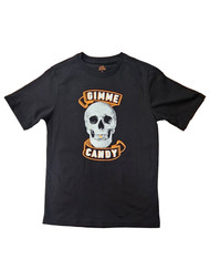 Boys Black Skull "Gimme Candy" Halloween Short Sleeved Tee T-Shirt