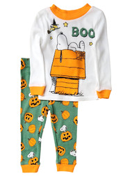 Peanuts Infant & Toddler Boys Green Snoopy & Woodstock Halloween Pajamas