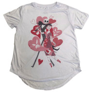 Nightmare Before Christmas Womens (Jrs) White Heart T-Shirt Tee Shirt