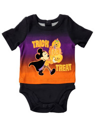Infant Boy Black Mickey Mouse "Trick Or Treat" Halloween Bodysuit 6-9 Months
