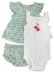 Carters Infant Girls Cherry Love You Baby Outfit Bodysuit Dress & Panty Set