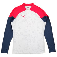 PUMA Mens White-Fire Orchid Long Sleeve Slim Fit Quarter-Zip Training Shirt