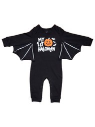 Infant Boy's My 1st Halloween Outfit Black Winged Jumper Coverall 18 Months