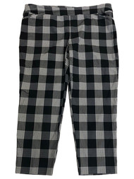 Womens Black & White Plaid Tummy Control Stretch Fit Pull On Pants