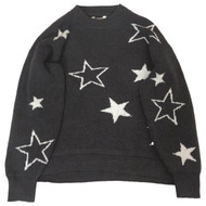 Womens Plus Gray & White Star Print Pull-Over Sweater