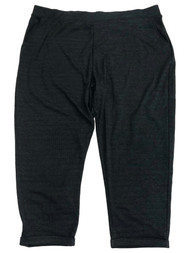 Womens Black Tweed Relaxed Stretch Fit Tapered Pull On Pants 3X
