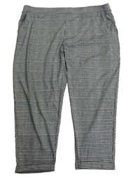 Womens Black & White Houndstooth Relaxed Stretch Fit Tapered Pull On Pants