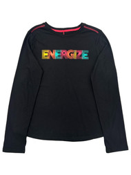 Xersion Girls Black Energize Rainbow Quick Dry Active Shirt T-Shirt