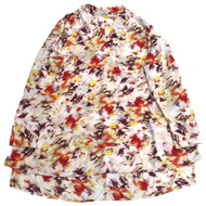 Womens Plus Silky Orange Yellow & Purple Swirl Tunic Blouse Shirt