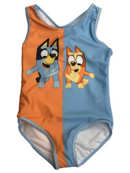 Bluey Girls Blue & Orange 1pc Puppy Dog Swimming Bathing Suit