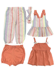 Infant Girls Pink Tank Top Shorts Headband & Pants Set Matching 5pc Outfit 18M