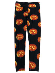 Womens Jrs Silky Black Pumpkin Halloween High Rise Leggings Stretch Pants