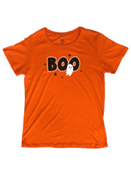 Womens Orange Boo Ghost Halloween Tee Shirt T-Shirt