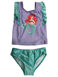 Disney Little Mermaid Girls Pink 2pc Purple Ariel Tankini Swimming Suit