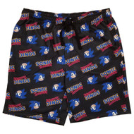 Sonic The Hedgehog Mens Black Fleece Lined Lounge & Sleep Shorts