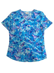 Womens Blue Snowflakes Scrub Medical Smock Scrubs Shirt