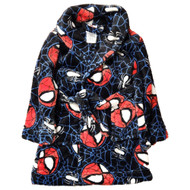 Toddler Boys Black Spiderman Plush Fleece Bathrobe Bath Robe House Coat 2T