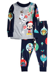 Disney Toddler Boys Blue & Gray Christmas Top & Bottom Pajama Set
