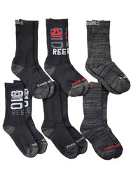 Reebok Boys Gray & Black Crew Cushion Comfort Pro-Series Socks 6-Pack