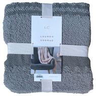 LC Lauren Conrad Gray Chenille Fringe Throw Blanket, Plush & Soft 50 x 60