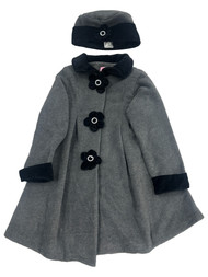 Good Lad Big Girls Charcoal Gray & Black Dress Coat with Hat