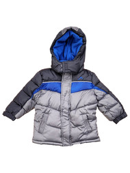 Vertical'9 Infant Boys Gray & Blue Puffer Jacket Hooded Coat 18-24 Months