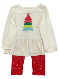 Infant Toddler Girls Christmas Tree Holiday Baby Outfit Leggings & Shirt Set