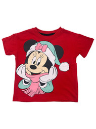 Disney Infant & Toddler Girls Red Minnie Mouse Christmas Holiday T-Shirt