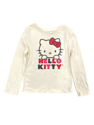 Girls Hello Kitty Long Sleeve Shirt Cream T-Shirt Tee
